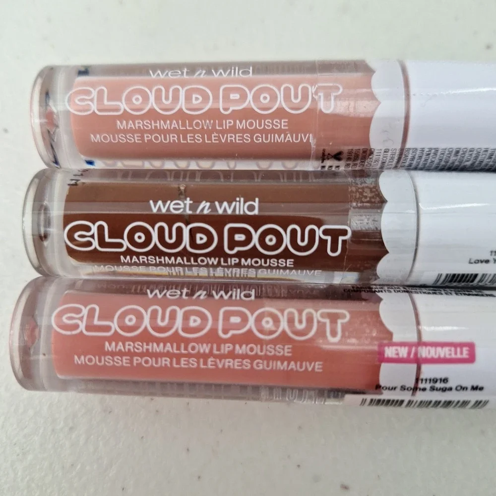 3-Wet n Wild Mega Clout Pout Marshmallow Lip Mousse, Pour Sugar, Chaser, Smore